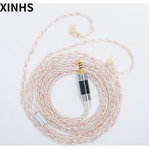 8 Core 5N Silver plated Copper Hifi Earphones Upgrade Cable With MMCX/0.78mm 2 Pin/QDC/TFZ