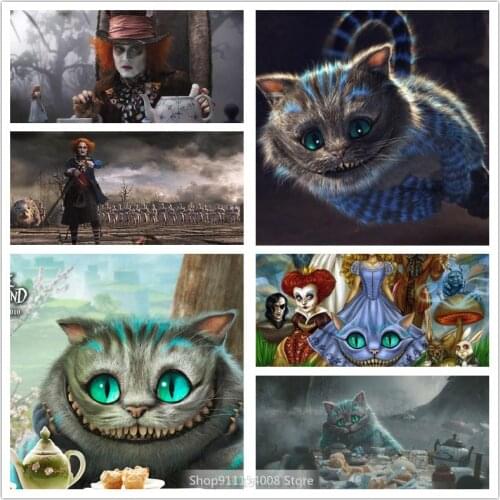Disney 5D Diamond Painting Alice in Wonderland Mosaic Embroidery Square/Round DIY Cross Stitch Kit Wall Sticker Home Decor Gift