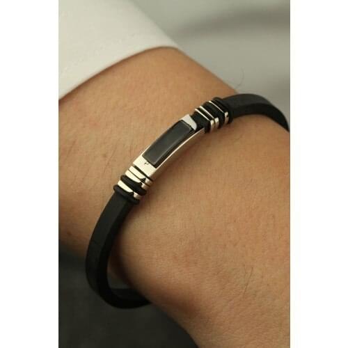 Estiva Black Adjustable Surgical Steel Bracelet