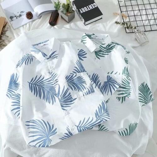 Hawaiian Shirts Men 2021 Summer Casual Short Sleeve Beach Shirt Loose Five-point Sleeve Coat Male Clothes Printed Sunscreen Tops