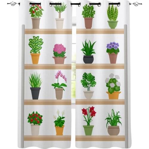 Plant Cactus Pot Decoration Home Curtains Household Goods Living Room Bedroom Curtain