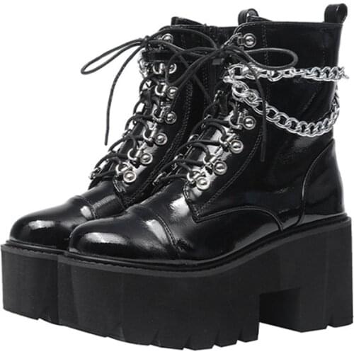 Gothic Dark Punk Demonia Boots for Women Female Lolita Maid Black Chain Platform Shoes Mary Jane Shoes