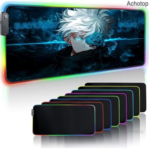 Jujutsu Kaisen RGB Anime Mouse Pad Large XXL Mouse Carpet Big Keyboard Pad Computer Gaming Mousepad Desk Play Mat with Backlit