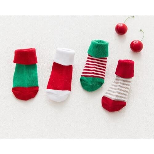 Lawadka 4Pairs/lot Newborn Baby Socks Cotton Baby Socks for Girls Infant Toddler Baby Boy Autumn Winter Christmas Sock 0-12Month