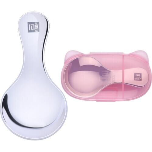 Spoon Short Handle Baby Soup Spoon 304 Stainless Steel Children Creative Cute Portable Cutlery Set Cartoon Round Spoon
