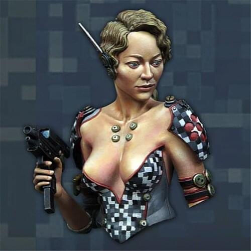 Mechanical Female Warrior Bust Resin Figure 1/12 Scale Model Figure Resin Kit Bust Colorless Self-Assembled Toy