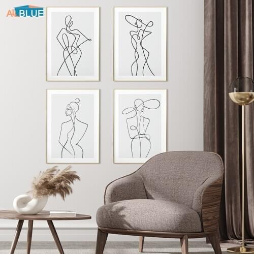 Minimalist Drawing Sexy Women Body Line Abstract Poster And Print Art Canvas Painting Wall Pictures Nordic Style Home Decoration