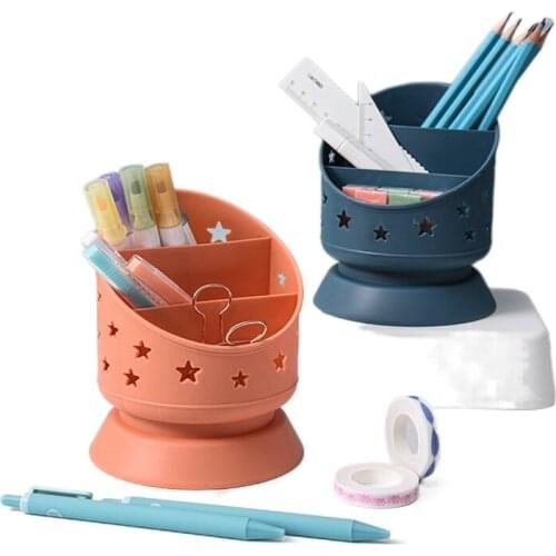 Multifunctional Desktop Layered Pen Holder Learning Office Three Compartment Box Simple Makeup Brush Star Collection Rack