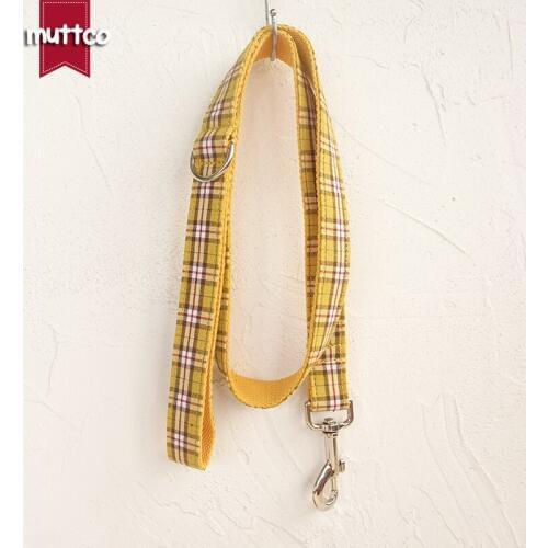 MUTTCO retailing cool self-design handmade adjustable dog leashTHE LEMON PLAID print dog collars and leashes 5 sizes UDL057