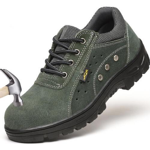 Men Safety Shoes Leather Steel Toe Work Boots Breathable Anti-Smashing Piercing Sneakers Indestructible Mens Shoe Protective