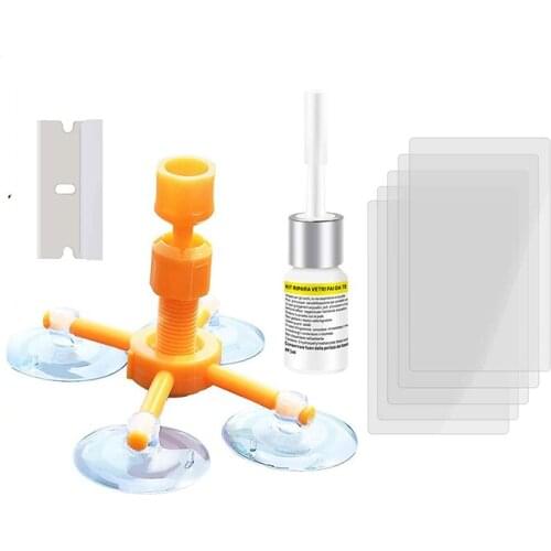 Car Windshield Repair Kit - with Pressure Syringes for Fix Windshield Chips, Cracks, Bulls-Eye, Star-Shaped and Half-Moon Cracks