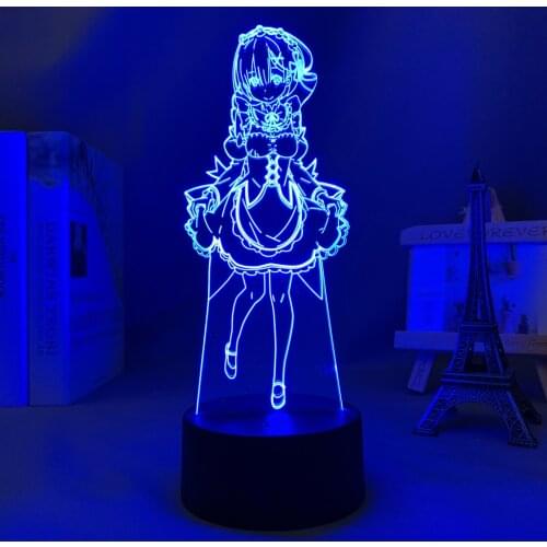 3d Lamp Anime Re Zero Starting Life In Another World Nightlight for Kids Bedroom Decor Birthday Gift Re Zero Rem Led Night Light