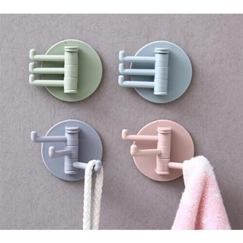 New 200pcs/lot Seamless Adhesive Hook Rotatable Strong Bearing Stick Hook Kitchen Wall Hanger Bathroom Kitchen Hooks