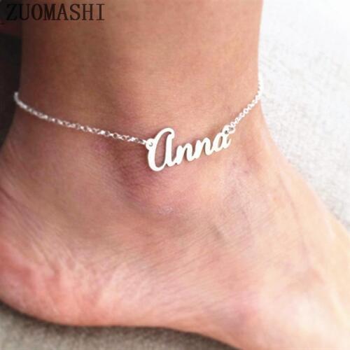 Personalized Dainty Name Anklet Bracelet Stainless Steel Custom Name Anklet Delicate Cheville My Name Initial For Women Girls