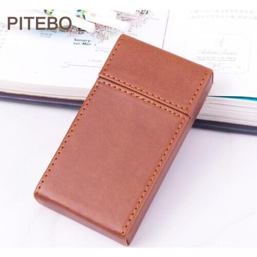 Portable leather 20 Pcs cigarette case simple creative leather thin lady cigarette case pressure resistant High-end stylish