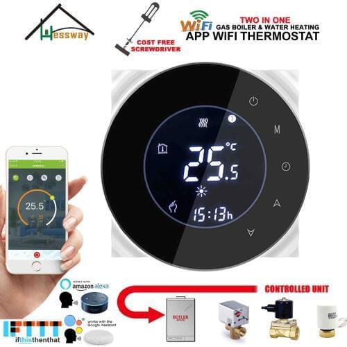 EU Weekly Programmable LCD Touch Screen room thermostat WIFI Gas Boiler& dry contact google home control for floor heating 3A