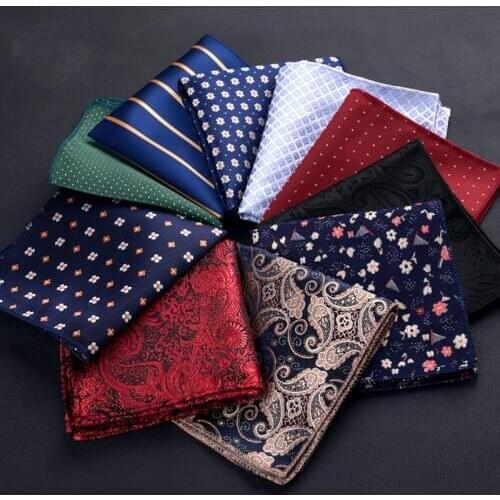 Luxury Mens Handkerchief 23*23CM Polka Dot Striped Floral Hanky Business Pocket Square Chest Towel
