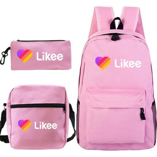 Likee Video App Back Pack LIKEE Backpack for Girls Sac A Dos Backpack Women 3 PCS/set Heart Bookbag Russia Style Small Backpack