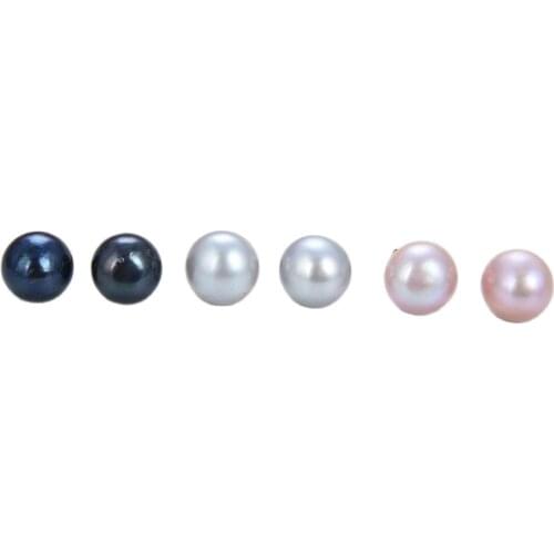 JK Natural Pearl 11mm Freshwater Pearl Semi Round AAA Grade Multi Color Stud Earrings Lady Girl Gift Jewelry