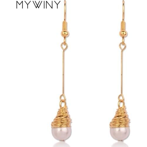 MYWINY Thread pearls earrings for women