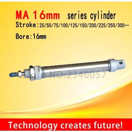 High quality MA stainless steel mini cylinder MA16x25/50/75/100/125/150/175/200/225/250/300 Bore16mm