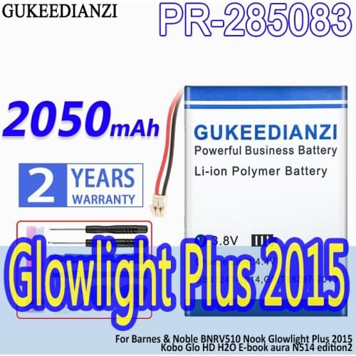 GUKEEDIANZI Highly Battery PR-285083 2050mAh For Barnes & Noble BNRV510 Nook Glowlight Plus 2015 Kobo Glo HD H2O E-book aur