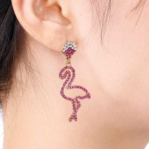 CHUNSHI EMO New Fashion Desert Cactus Earrings 2021 Trend Impact Full Of Diamond Shiny Flamingo Earrings For Women Couple