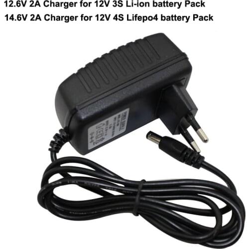 12.6V / 14.6V 2A Charger For 12V Lithium / Lifepo4 battery pack DC Port 11.1V 12.8V battery charger Free shipping
