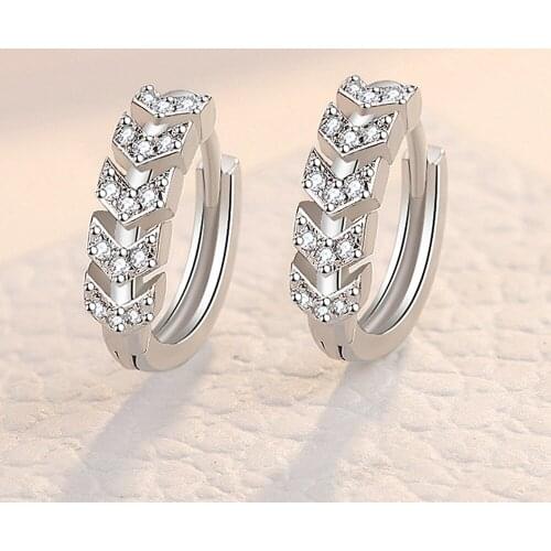 Austrian Crystal Wheels & Wheat Clip On Hoop Stud Earrings for Women Diamonds Gemstones 18k White Gold Filled Chic Jewelry New