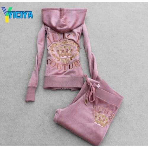 YICIYA 2021 autumn velvet sportswear womens two-piece leisure womens tracksuit women trousers y2k pants women met suit female