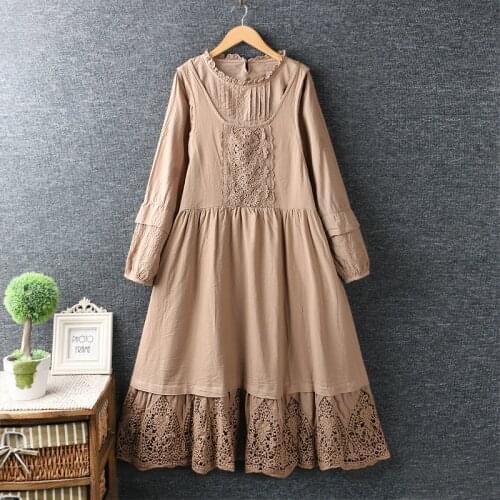 Ethnic Style Harajuku Mori Girl Embroidery Sweet Cottagecore Doll Dress for Women Novelty Loose retro Midi Dress Vestidos longue