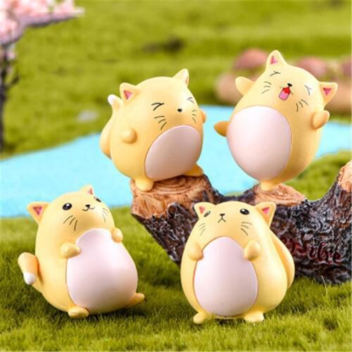 ZOCDOU 1 Piece Yellow Crazy Kitty Pussy Happy Naughty Cat Gift Ornament Small Statue Little Figurine Crafts Home Decoration