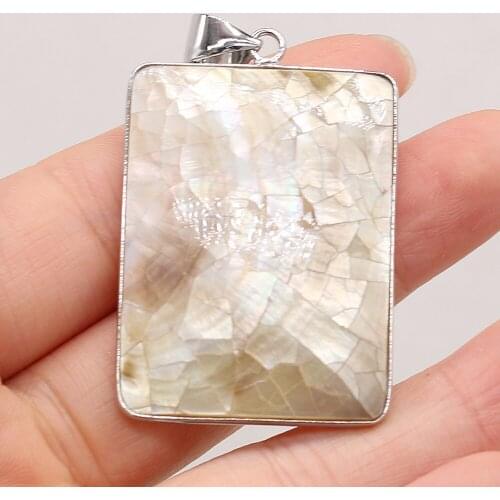 1pcs New Hot Selling Natural Rectangle Shell Pendants Charm DIY for Earring Necklace Women Girls Jewelry Gift Size 32x42mm
