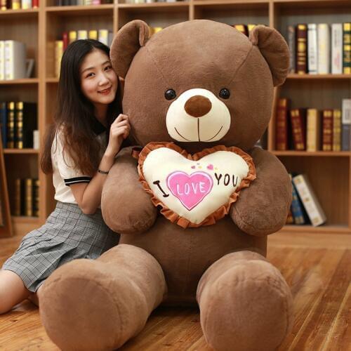 1pc I Love You Teddy Bear Large Stuffed Plush Toy Holding LOVE Heart Soft Gift for Valentine Day Birthday Girls' Xmas Brinquedos