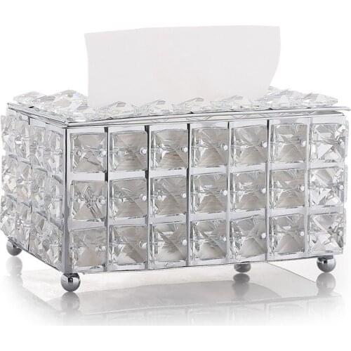 1pc Rhinestone Tissue Box Paper Rack Office Table Accessories Facial Case Holder Creative Napkin Tray Decoration