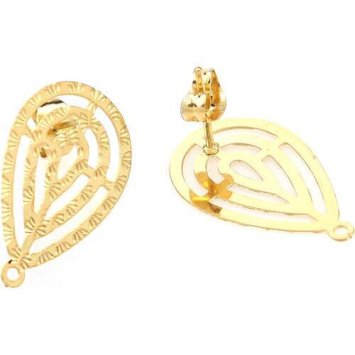 10pcs/lot charm Stainless steel hollow drop pattern earrings Women Earring Base Connectors Linkers for DIY Earrings Jewelry