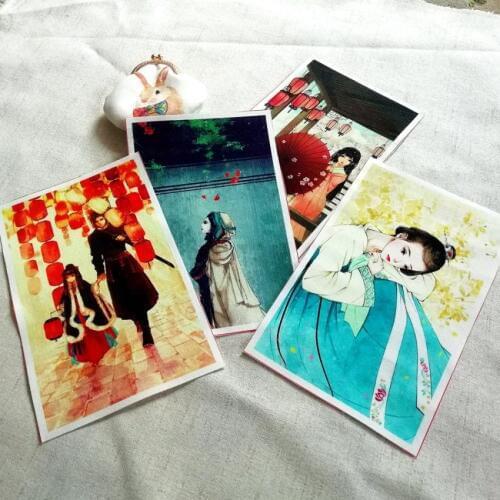 12*20cm 4pcs Chinese ancient style cotton linen fabric cloth sewing bag crafts printed material patchwork dyeing fabric SL-141