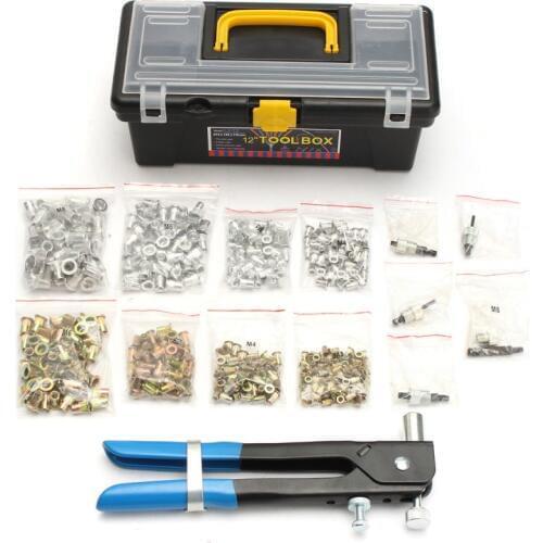 464Pcs M3 M4 M5 M6 M8 Blind Rivet Nut Rivnut Nutsert Insert Tool Box Set Kit