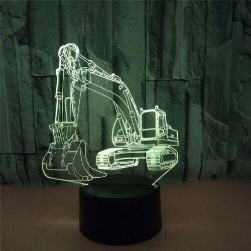 7 Color Lamp 3d Visual Led Night Lights Excavator For Kids Touch Usb Table Lampara Lampe Baby Sleeping Nightlight Motion Light