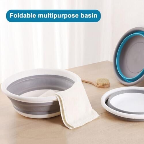 9L Collapsible Portable Wash Basin Dishpan Multipurpose Round Washing Up Water Bucket for Outdoor Travel Camping Hiking ALI88