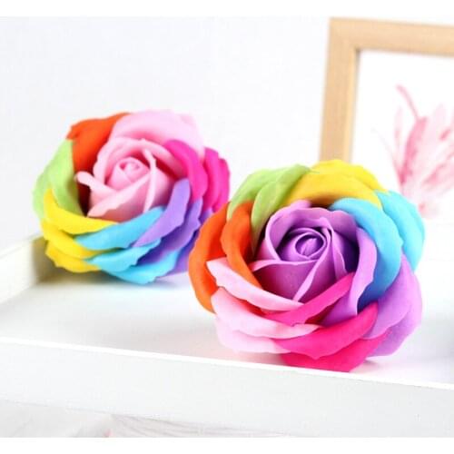 9PCS 12 Colors Colorful Heart-Shaped Rose Soap Flower Wedding Party Handmade Petal Decor Red White Blue Pink Purple Romantic