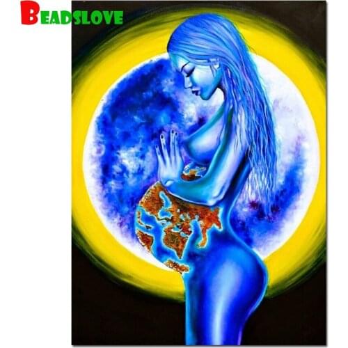 Earth woman pregnant mother diamond embroidery full square round 5d diy diamond painting cross stitch rhinestone pictures