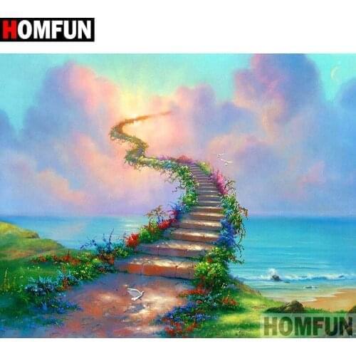 HOMFUN Full Square/Round Drill 5D DIY Diamond Painting "Stair view" Embroidery Cross Stitch 5D Home Decor Gift A16984
