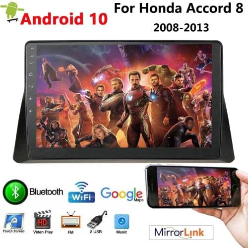 10.1" 2 din Android 10 Car Radio For Honda Accord 8 2008-2013 Car Radio Multimedia Video Player Navigation GPS Bluetooth WIFI