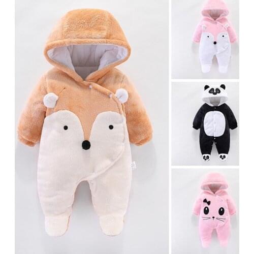 Baby Rompers Autumn and Winter Newborn Thicken Coral Fleece Warm Clothes Clothes Infant Girl Boy Jumpers 0-2Y xm