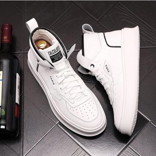 ERRFC New Arrival Men White Casual Comfort Shoes High Top Round Toe Cut Out Breathable Trending Leisure Shoes For Man Size 38-43