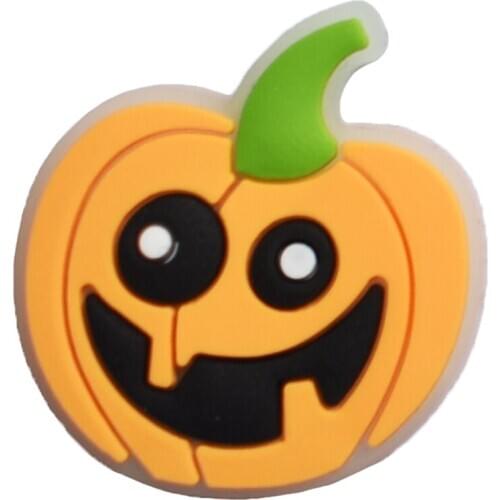 10 pcs Halloween Fluorescent Horrid Pumpkin Glowing In The Dark Skeleton Kids Party Gift Hole Sandal Decorations For Wristband