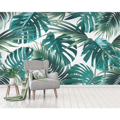 Beibehang Custom Photo Wallpaper Mural 3D Modern Hand Painted Tropical Rainforest Banana Leaves Wall 3d wallpaper papier peint
