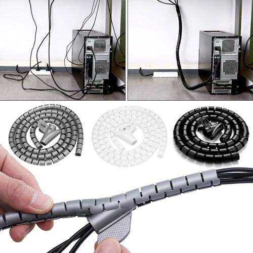 2/3/5m Flexible Wire Wrap Management Storage Pipe Cable Winder Cable Organizer Spiral Tube Cord Protector Home Daily Supplies