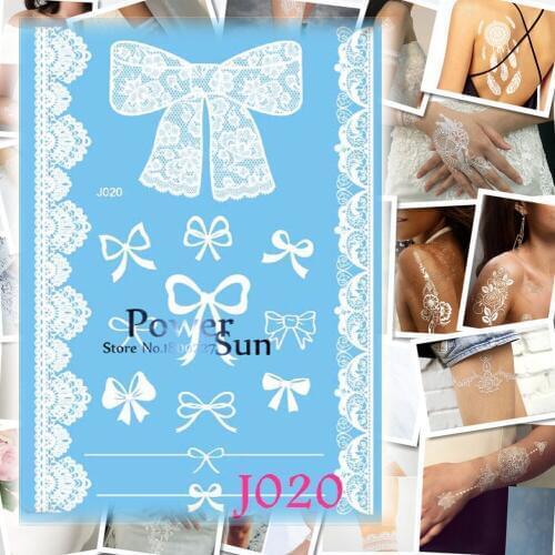 Hot Fashion Lace White Bowknot Henna Tattoo Body Arm Art Decal 20x15CM Temporary Tattoo Sticker Waterproof Bracelet Tatoo